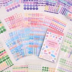 3424 Pcs Colorful Mood Label Stickers Geometry Fantasy Decals For Journaling DIY Crafts Notebooks Multi-element Decorative