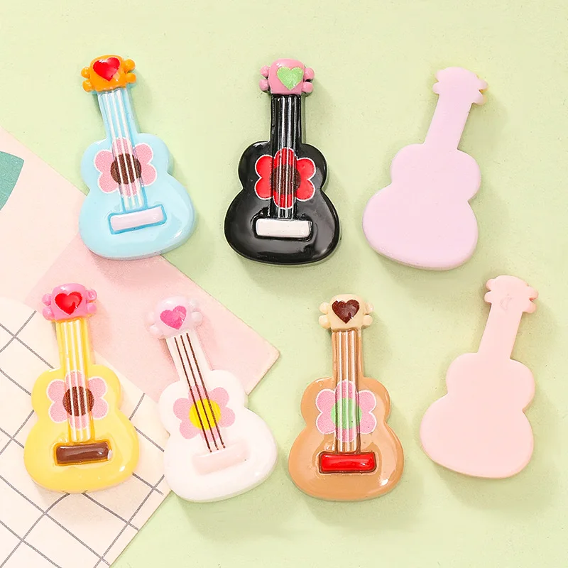 10Pcs New Cute Cartoon Guitar Series Flat Back Resin Cabochons Scrapbooking DIY Jewelry Craft Decoration Accessorie