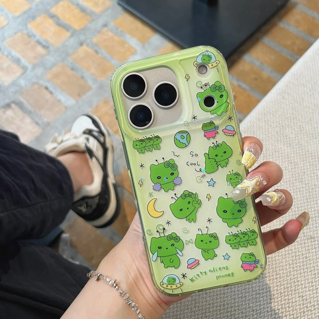 

Ins Funny Creative Alien Phone Case For iPhone 17 Pro Max 16 15 14 13 Pro Max Plus Abstract Niche Y2K Phone Cases