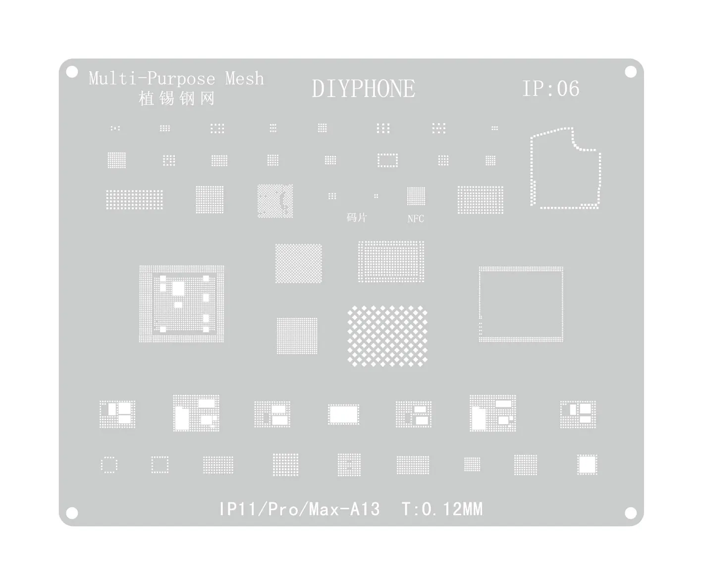 DIYPHONE комплексный трафарет для реболлинга BGA для iPhone 15 14 13 11 12Pro XS MAX XR 8 7 6 IC Chips NAND CPU Оловянная сетка для растений