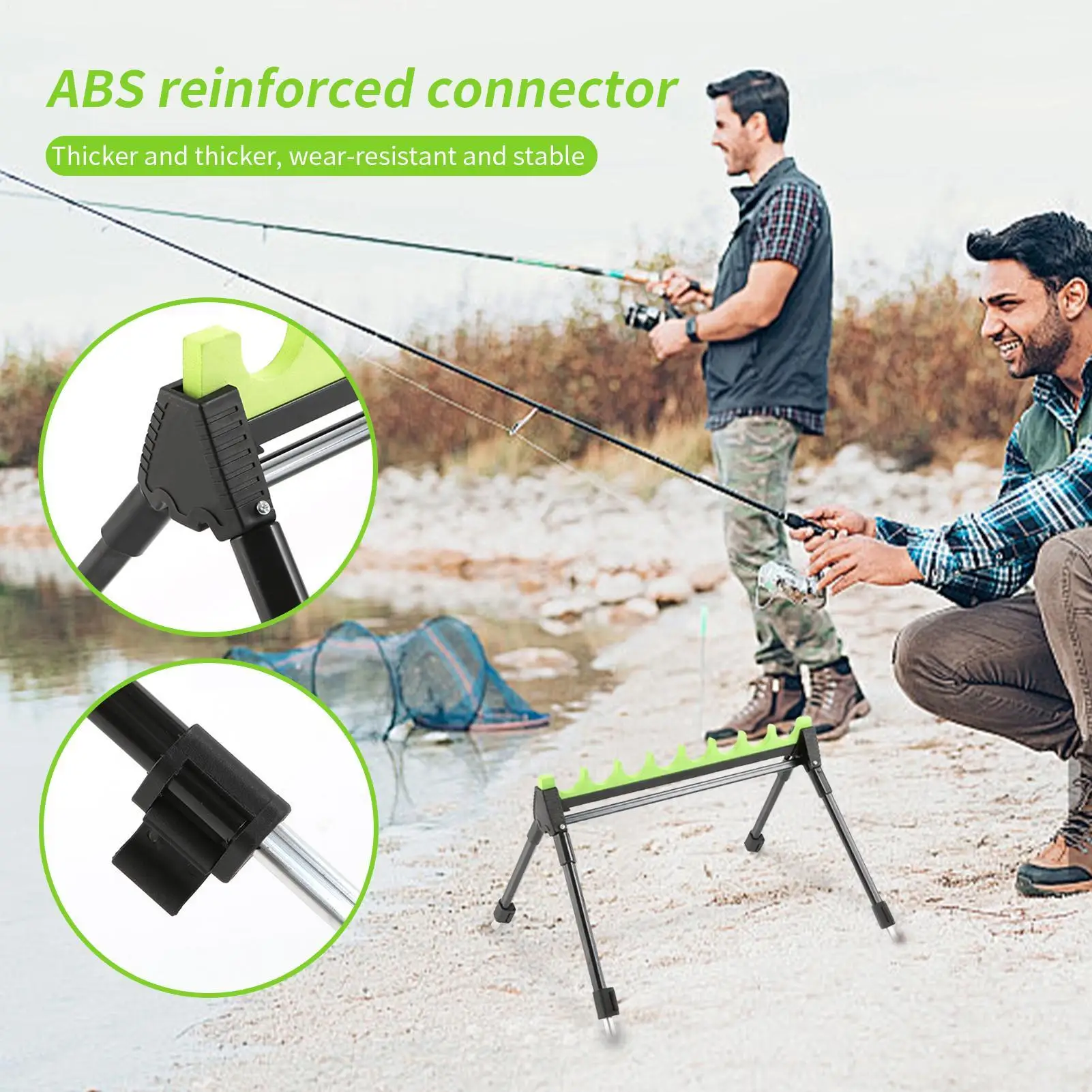 

Регулируемый держатель удочки с 12 слотами, цинковый сплав, 4-ногий держатель удочки, телескопическая практичная стойка для отображения заземлением