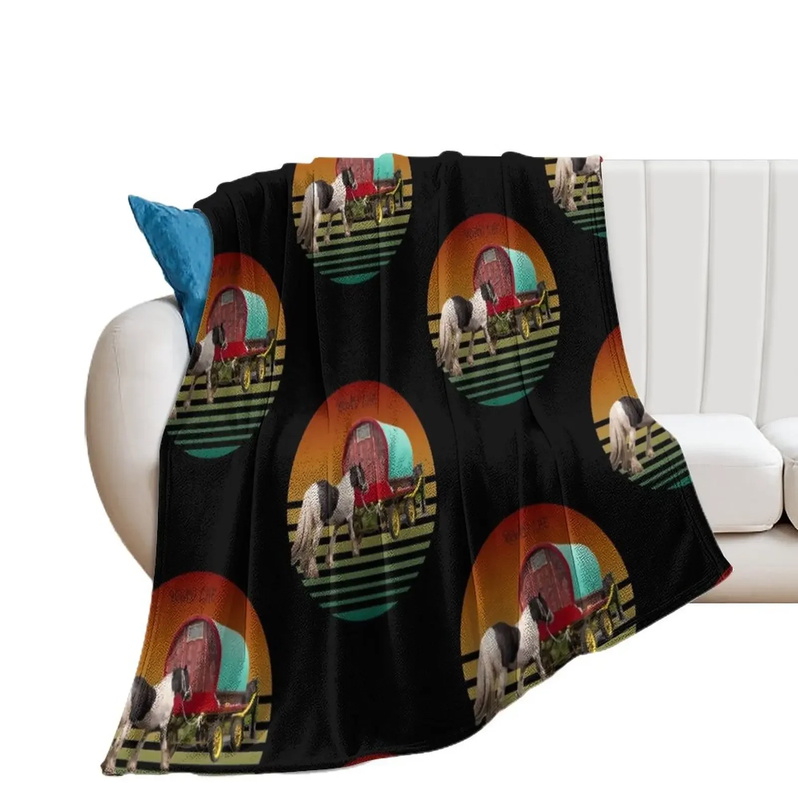 

Road life sunset ,Gypsy family with horse drawn wagon Throw Blanket Heavy blankets ands Loose Furry Blankets