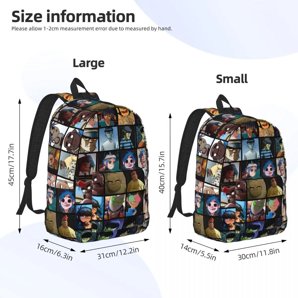 Gorillaz Collage Backpack for Boy Girl Kids Student School Bookbag Rock Daypack Preschool Primary Bag Gift