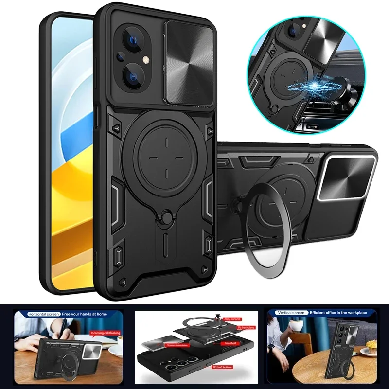 For Xiaomi Poco M4 5G Case Car Holder Ring Phone Case For Poco Poko Little M4 M 4 6.58