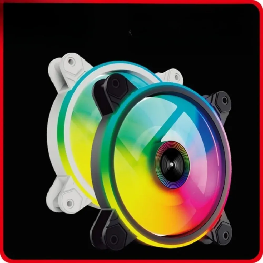 For GreatWall Colorful 12CM Case Fan Six Color Light Silent High Airflow Black Ring 3P 4D Interface (007)