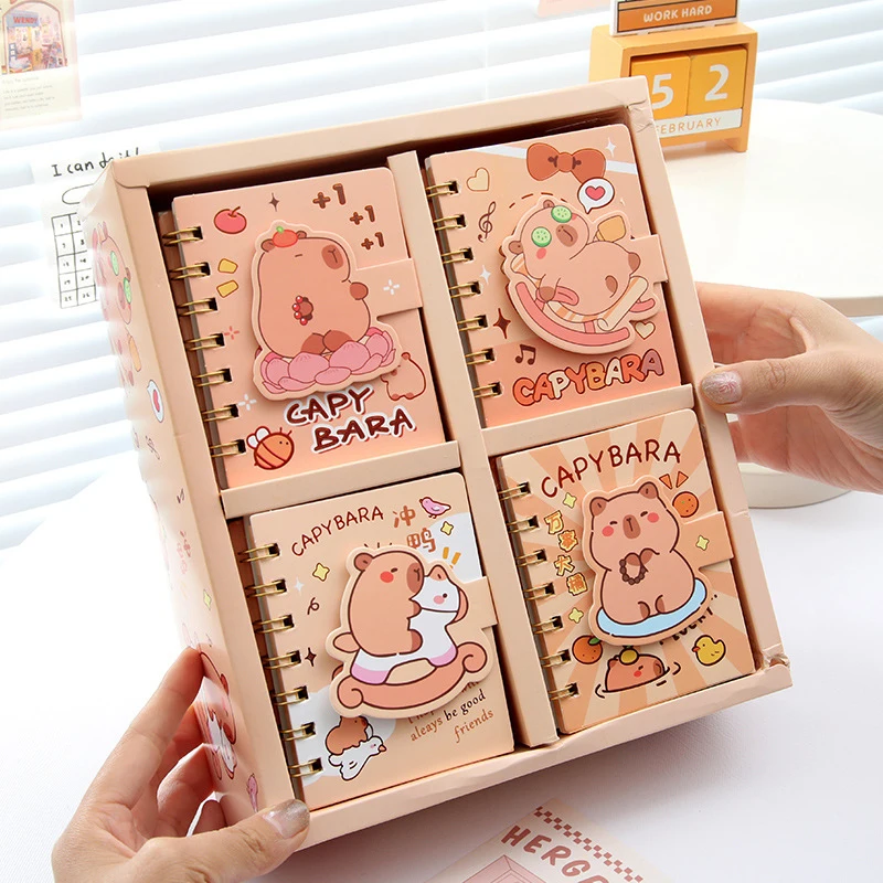 1Pcs Kawaii A7 Coil Notebook Cartoon Capybara Mini Notepad Diary Agenda Planner Cute Pocket Coil Notebook Student Stationery