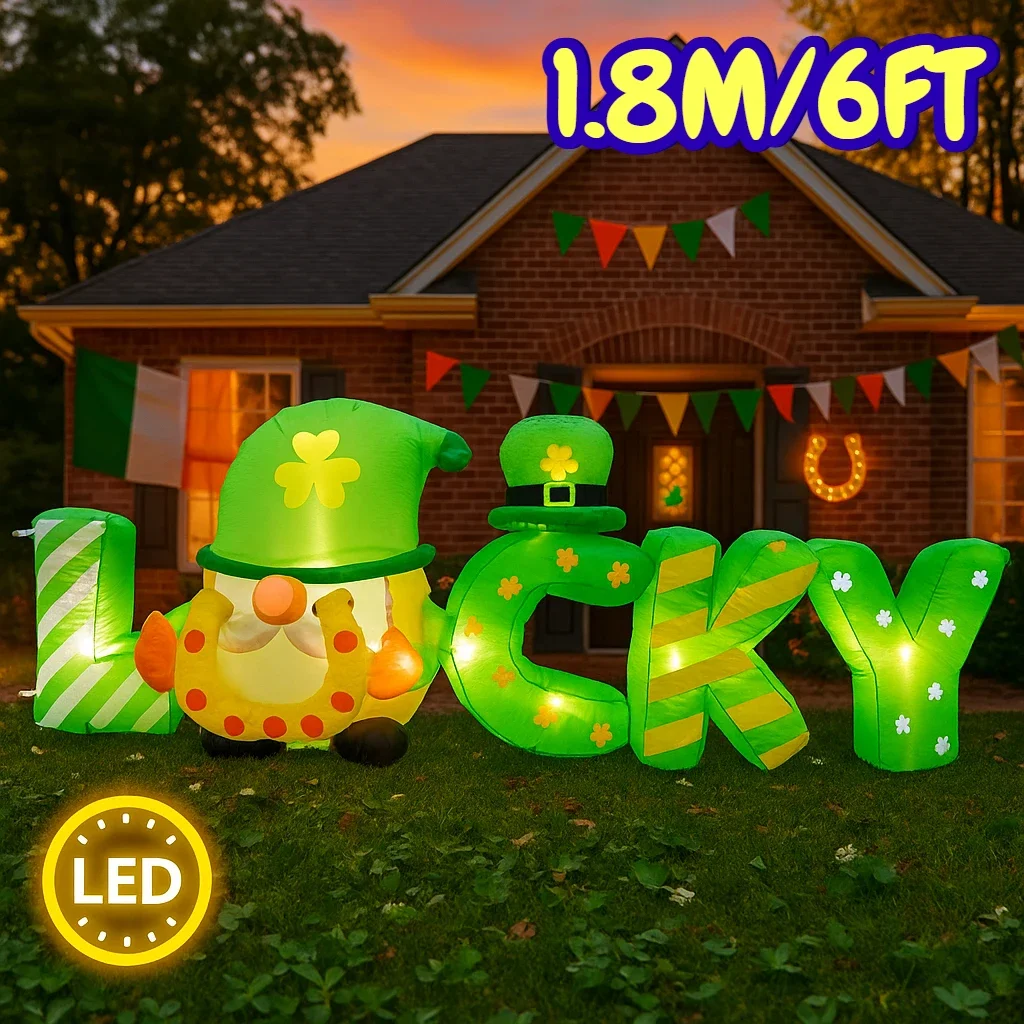 

1,8 м/6 футов надувная модель ко Дню Святого Патрика надувные уличные украшения «сделай сам» счастливые встроенные светодиодные фонари садовый орнамент
