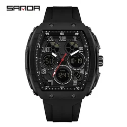 SANDA 6157 brand's new electronic watch digital multifunctional fashion trend men's watch silicone waterproof alarm clock men