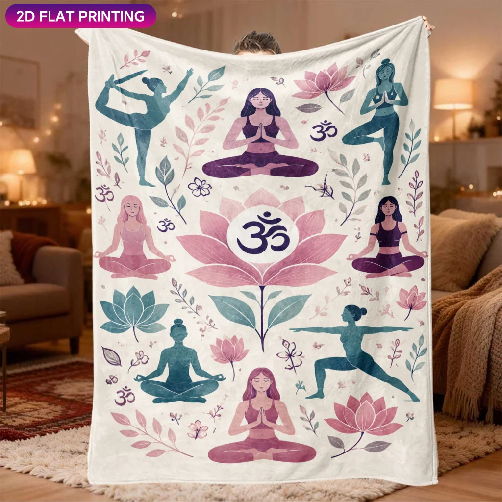 Boho Yoga Meditation Lotus Mandala Print Throw Blanket Spiritual Chakra Healing Home Decor Gift