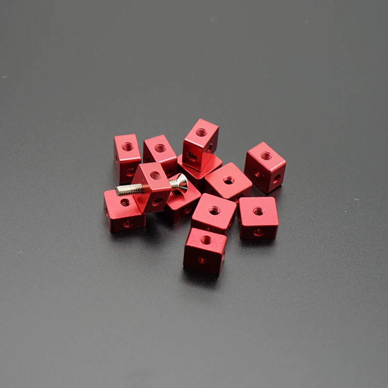 Color Six Sided Nut Small Square Acrylic Plate Three Sided Fixed Gold Black Red White Aluminum Alloy Oxidation