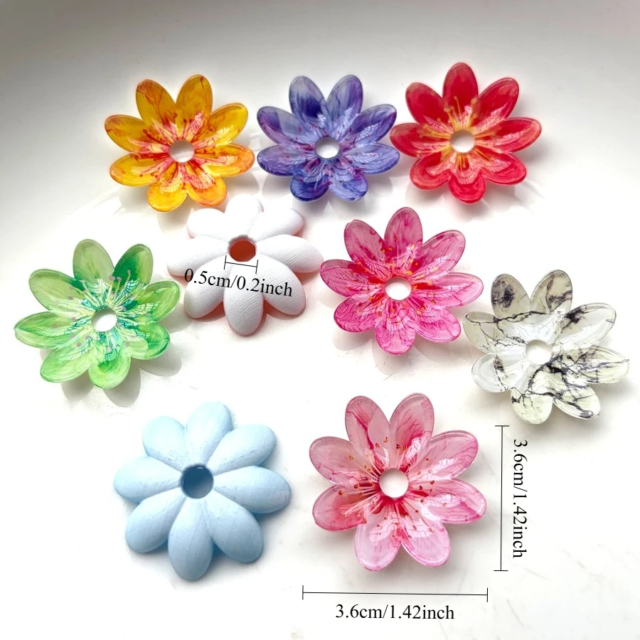 10 pieces of 36mm flower shaped decorative beads suitable for pen holder decoration, jewelry making, DIY charm decoration