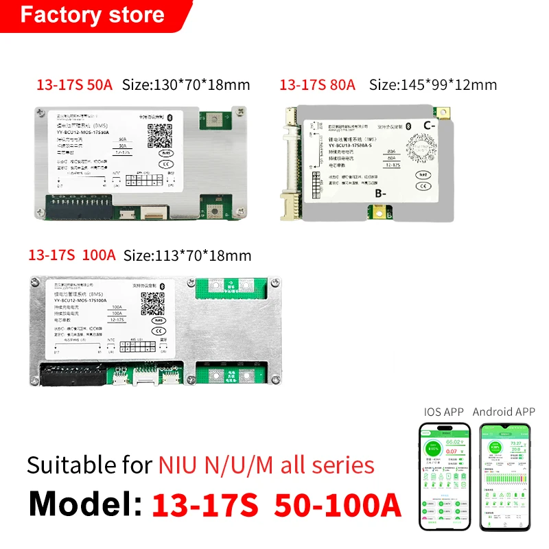 บอร์ดป้องกันแบตเตอรี่บลูทูธ LiFePo4ลิเธียม50A-200A 9-25S สำหรับ Niu n/u/m Smart BMS 9-25S จักรยานไฟฟ้ามอเตอร์ไซค์