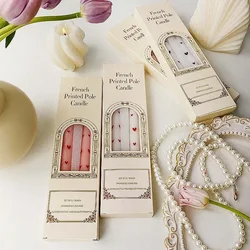 7.5'' Heart Printed Taper Candles Romantic Dinner Long Candles for Valentine's Day Gift Box Decorative Candles