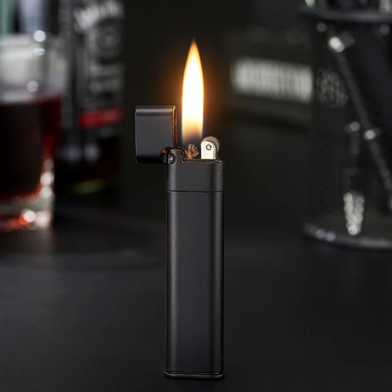 Metal Mini Slim Ultra Thin Kerosene Lighter Can Be Loaded Into Cigarette Box Easy To Carry Smoking Accessories Gadgets For Men