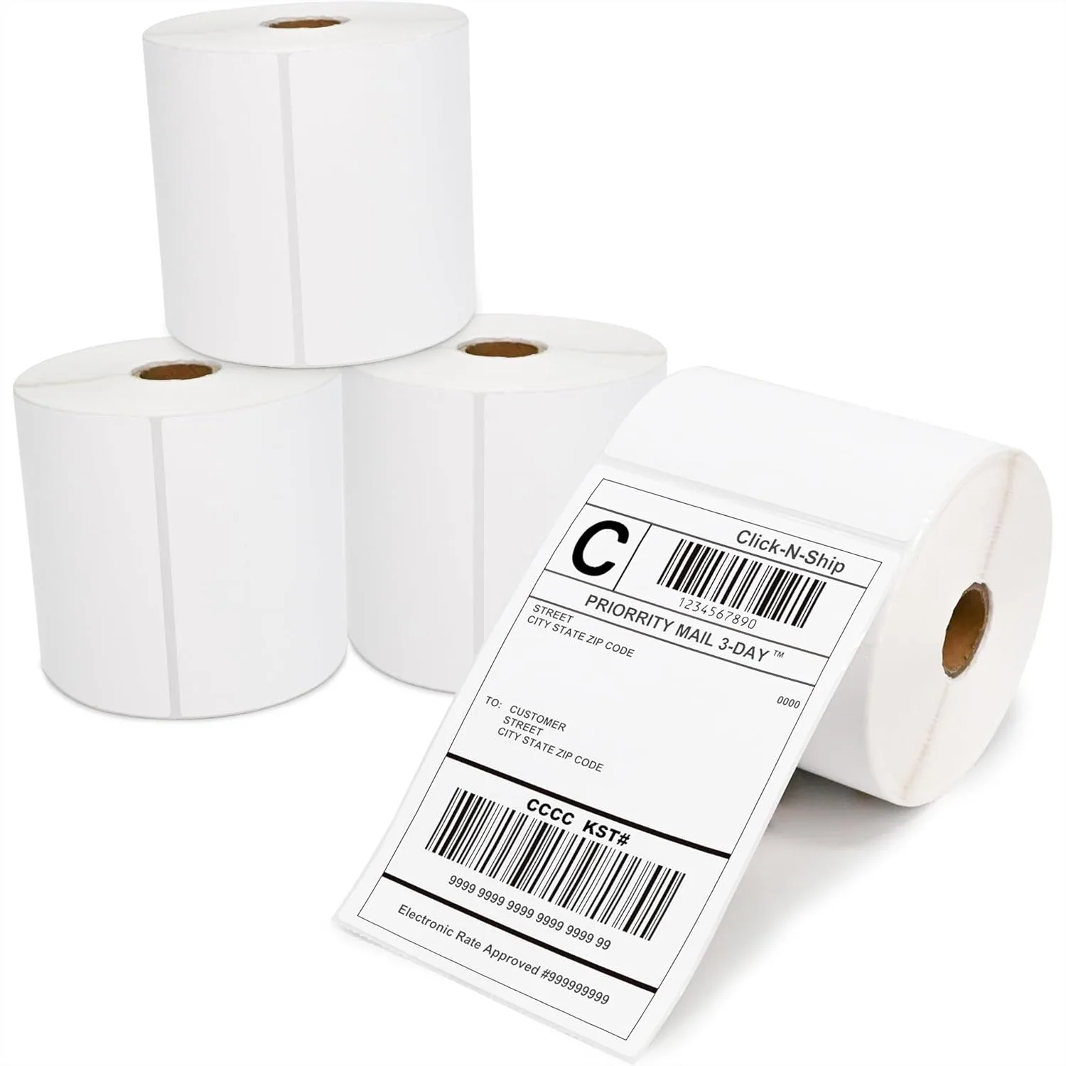 

1800 PCS 4x6 Direct Thermal Shipping Labels with 450 per Roll, Perforated & Strong Adhesive, Compatible with Zebra Printers