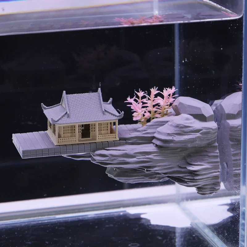3DPrinted Fish Tank Cliff Landscape Decor,Strong Adsorption Suction Cup Ornament,Aquarium Interior Layout Decoration Accessories