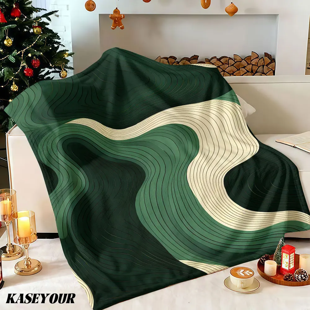 Wave Lines Winter Summer Flannel Blanket Throw Fleece Soft Fuzzy Plush Cozy Fleece Blankets for Sofa Ideal Gifts