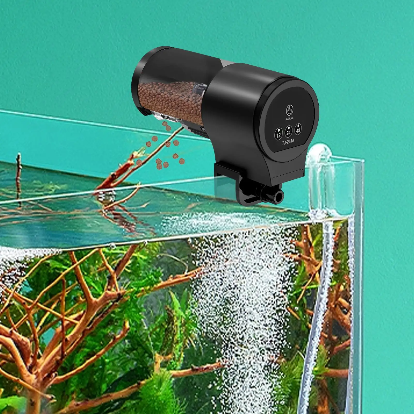 Alimentador automático de peixes para aquário, alimentador automático de comida para aquário, 100ml, 12H, 24H, 48H, equipamento com temporizador para Koi, Guppy, Betta, Cichlid