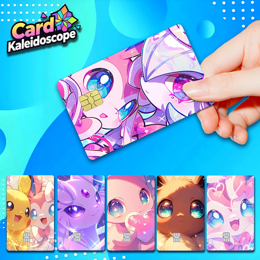 

Супермилые наклейки для кредитных карт серии Eevee Evolution, подходящие для VISA, JCB, Mastercard и других IC-карт, для декорации.