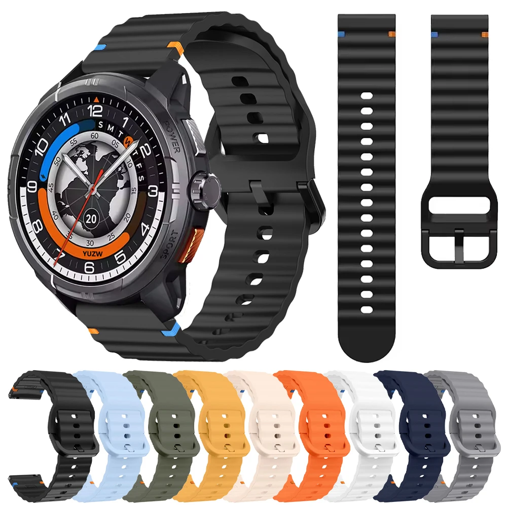 20 22mm Wave Silicone Strap For HAYLOU Solar Ultra/Pro Smart Watch Strap For HAYLOU Watch RS5 R8 S8 S6 4 4S/Solar 5 RT3/RS4 LS12