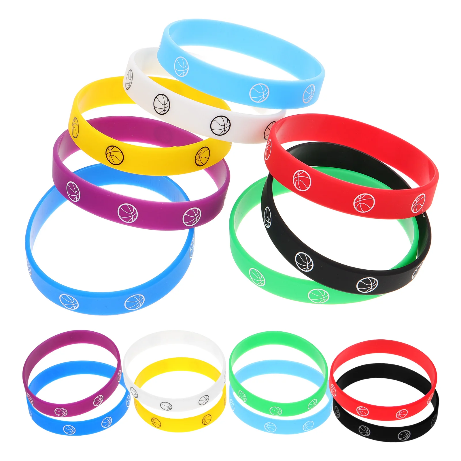 

16 Pcs Basketball Silicone Bracelets Elastic Wristbands for Men Women Party Supplies Reusable Stretchy Hair Ropes Bangles