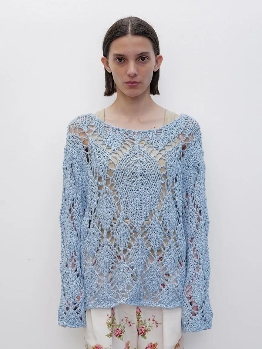 

Open Yy25 Autumn Hollow out Knitted Sweater Lazy Sle Vintage Woolen Top Openyy Knitwear Casual Commute Sle Loose Fit