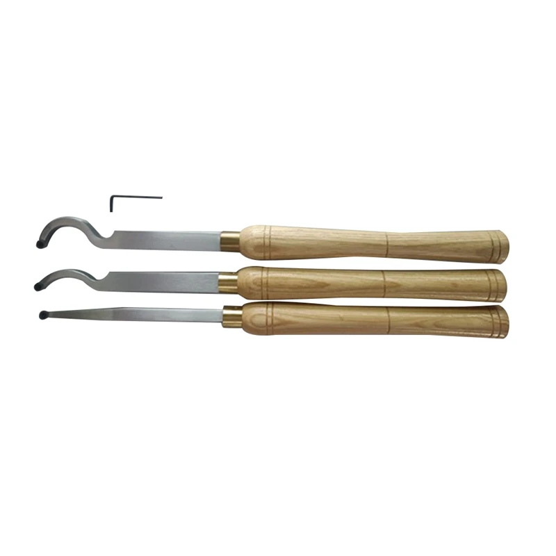 

HOT SALE 3Pcs Mini Steel Wood Lathe Turning Tools Set -Rougher Detailer Finisher Hollower&Wood Handle Lathe Tools For Woodturnin