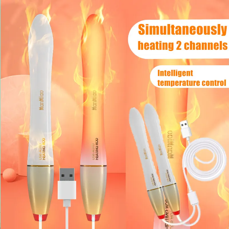 Double Headed Heating Rod for Men Masturbation Cup Sex Dolls Waterproof Heating Stick Warmer Rapidly Heat Up Sex Toy Accessories