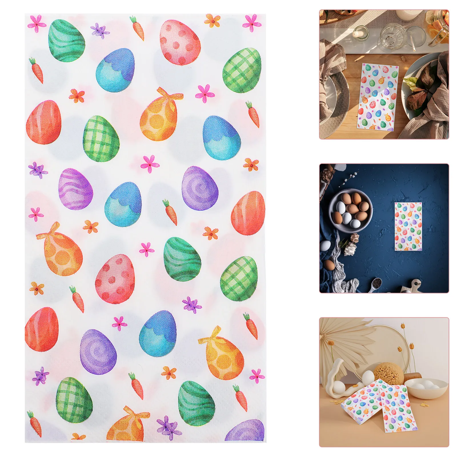 

20Pcs Easter Paper Napkins Disposable Decorative Napkin Set Holiday Party Tableware Bunny Egg Design Holiday Napkins Disposable