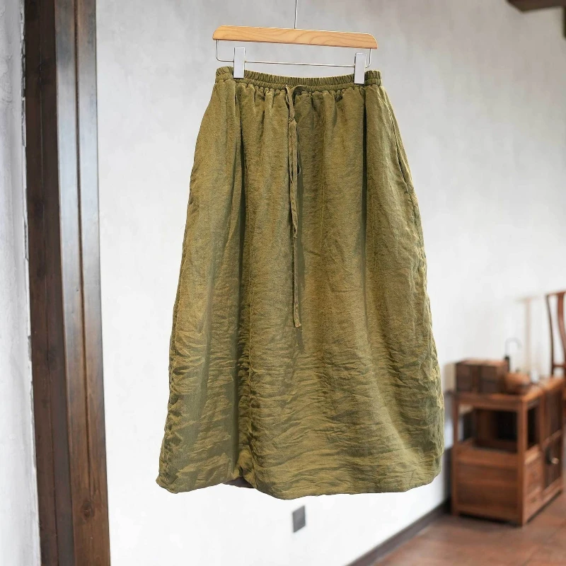 Vintage Solide A-Linie Röcke für Frauen Warme Fleece Gefüttert Lose Mittlere Länge Casual Halb Rock Winter Koreanische Vielseitig Hohe Taille