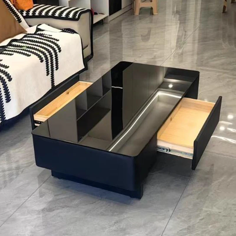 طاولة القهوة الخشبية الإيطالية غرفة المعيشة الفاخرة بسيطة الحد الأدنى طاولة جانبية أدراج تخزين ميسا أثاث غرفة المعيشة المساعدة #6