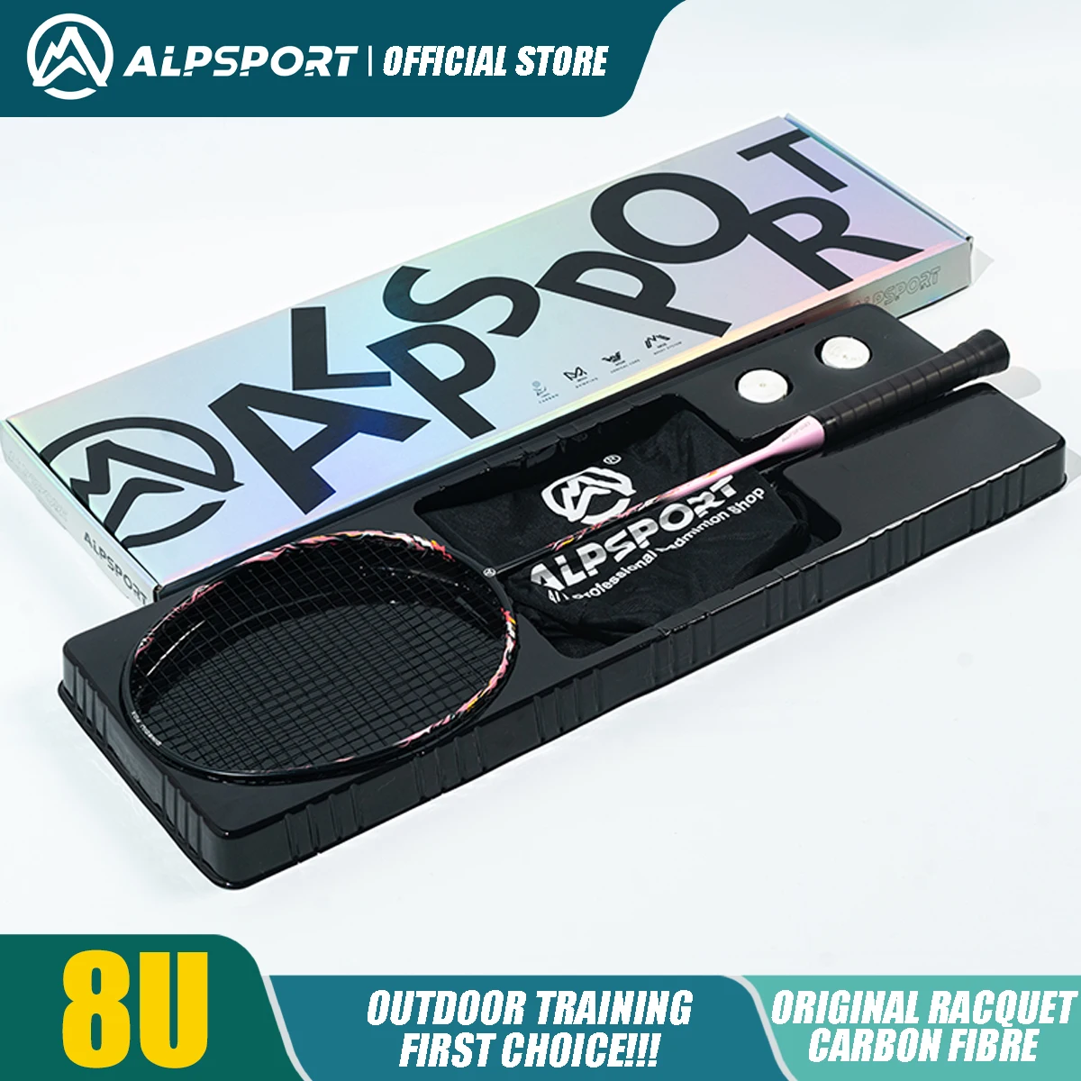 ALPSPORT AIR-FOX 8U Badminton Racket G6 Ultralight 62g T800 Carbon Fiber Max 30 Lbs Black Racket Wholesale Sports Fitness HL