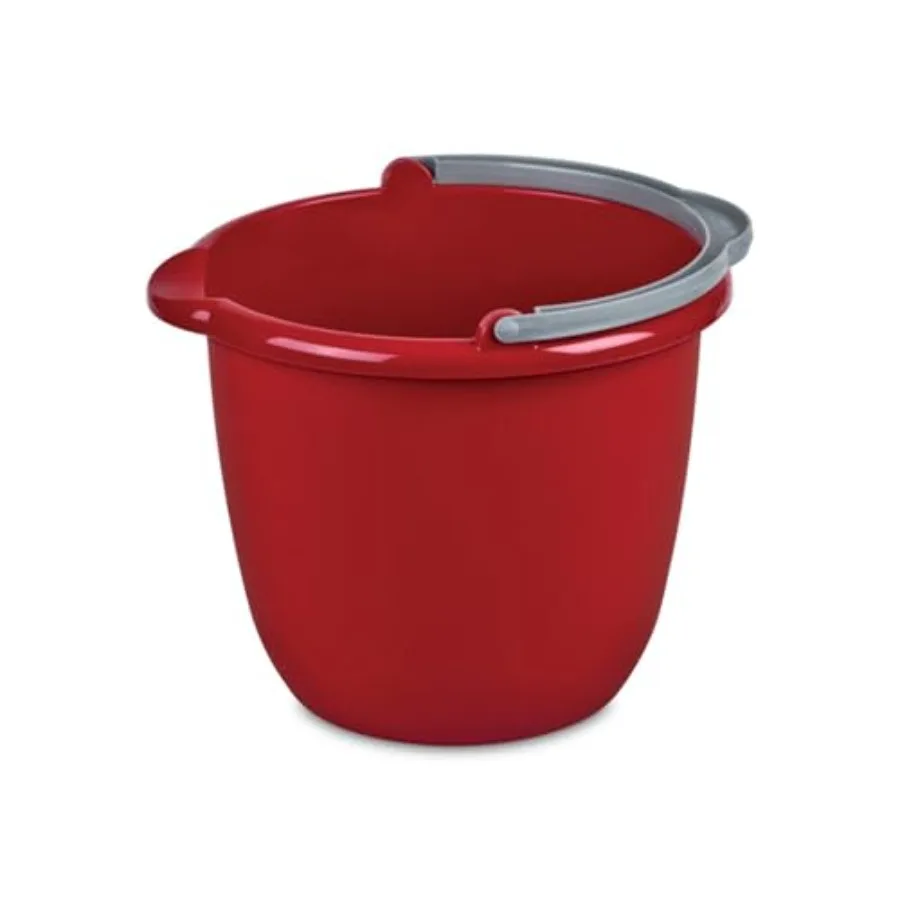 

10 Qt Spout Pail with Handle for Household Cleaning Car Washing and Mopping Tasks Easy-Pour Spout Design Durable Red Plastic Bu