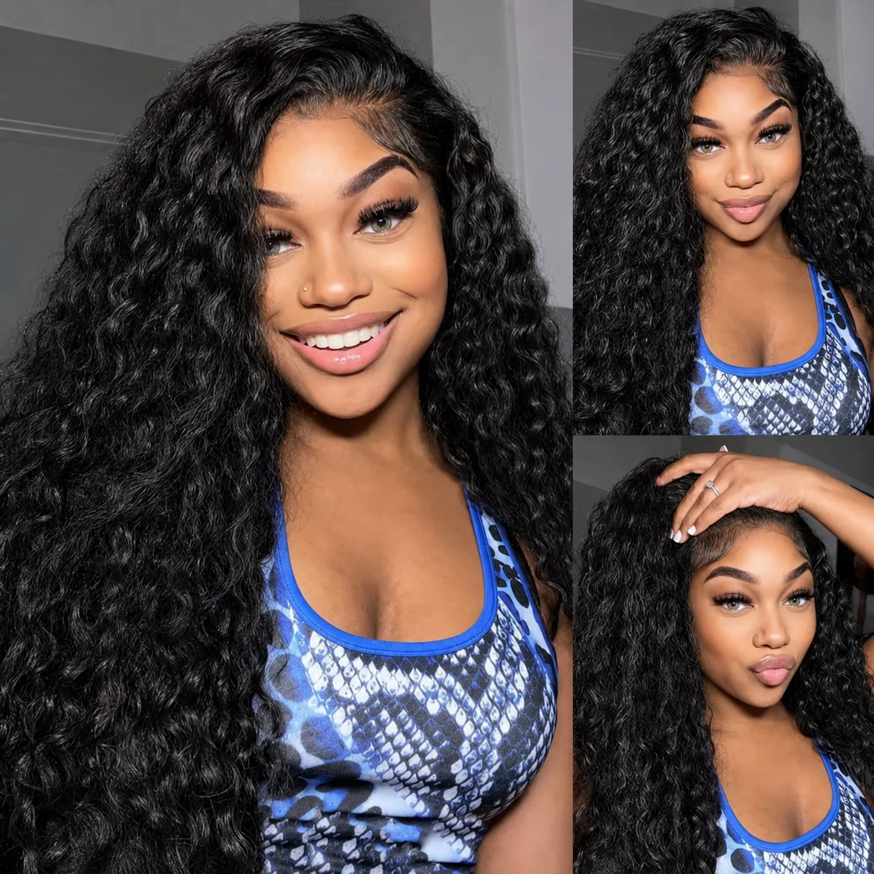 Pelucas rizadas ultra ajustadas 250% de cabello humano, pelucas frontales de encaje transparente HD real 13x6, ondas de agua de 34 pulgadas, cabello Remy para mujeres negras