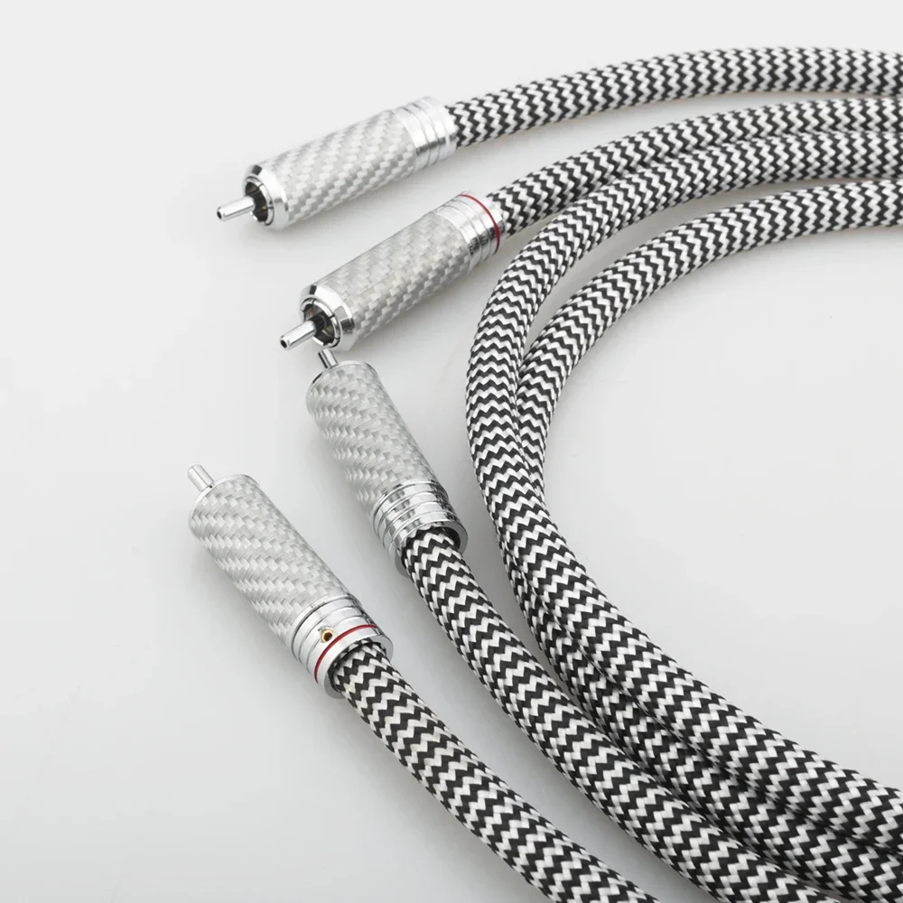 HiFi Audiophile OFC Silver Plated RCA Interconnect Cable 1 Pair Male to Male Hi-End Shielded for Amplifier DAC TV