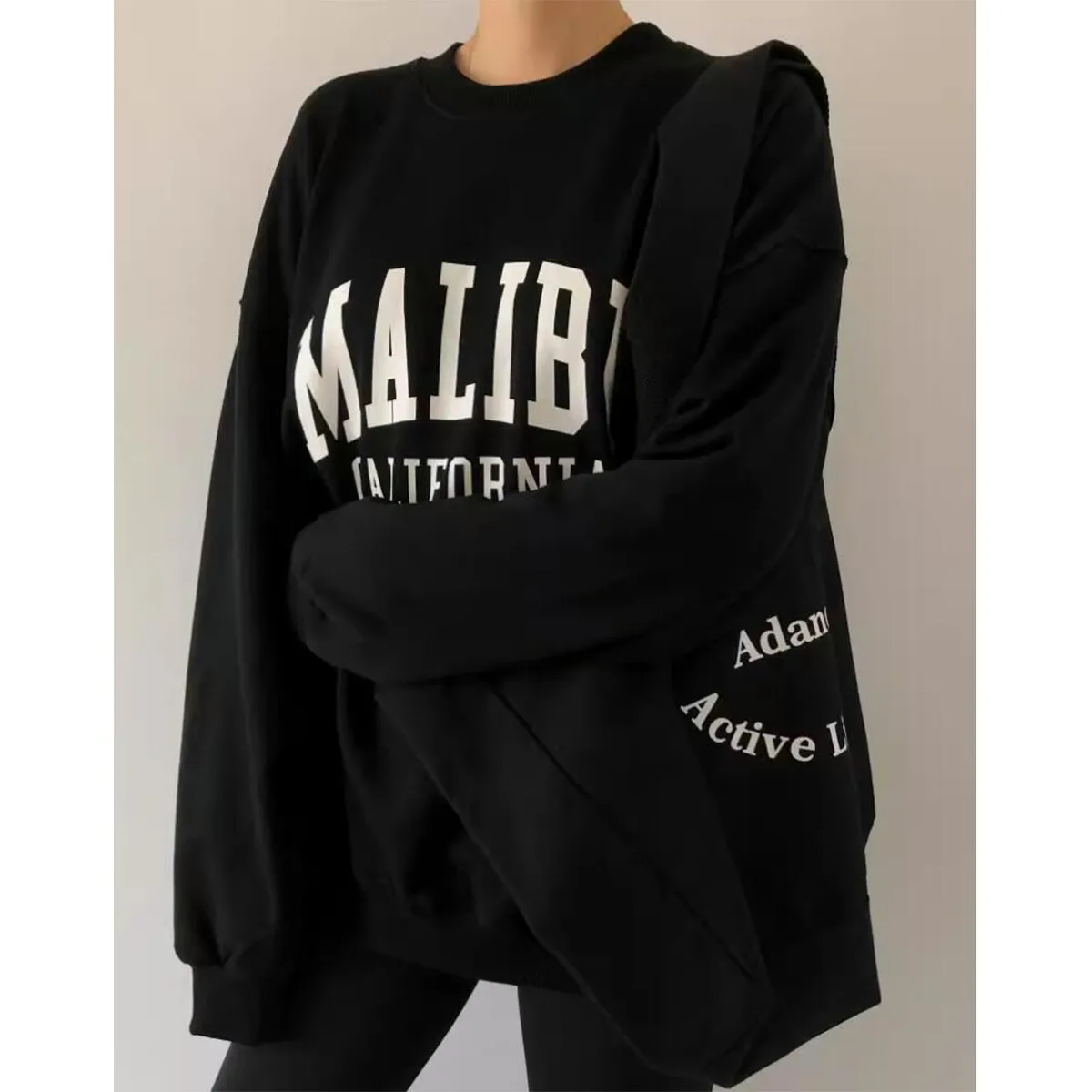 Malibu California Letters Printing Autumn Y2K Sweatshirts Women Loose Cotton Thick Warm Autumn Winter Pullover Retro Jumpers