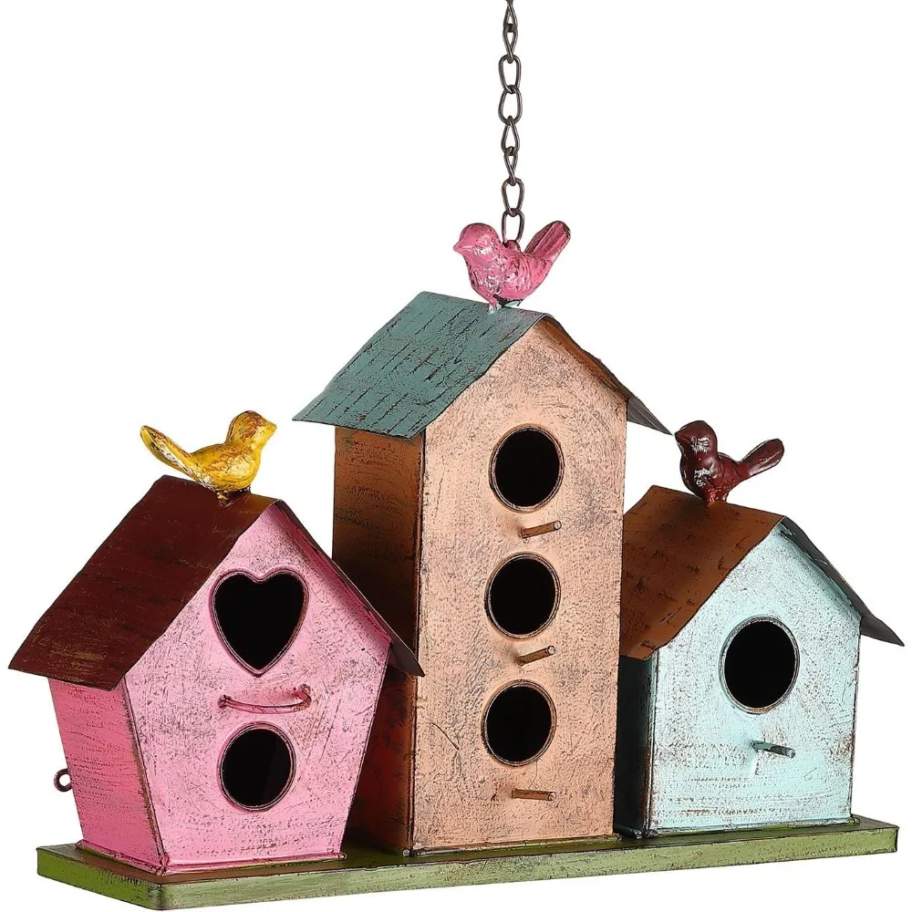 

Большой птичий домик для наружного распродажа, подвесной скворечник для декоративного сада на открытом воздухе, 3-х помещений