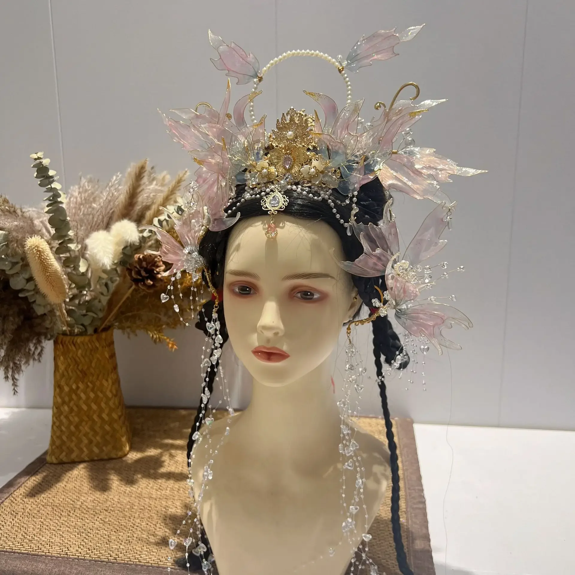 

For Super Immortal Mermaid Hair Crown Antique Hair Accessories Fringed Ears Hanging Hanfu Mermaid High Value Hair Accessories Se