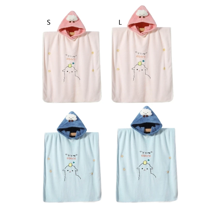 Cartoon Hooded Bath Towel Poncho for Kids Soft Baby Towel Wrap Absorbent Toddler Bathrobe Towel Hooded Blanket Newborn