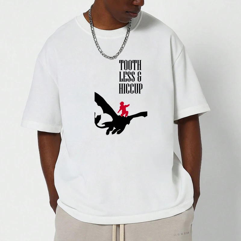 

Personalized T-shirt Cotton 100% Printed How to T-Train Your D-Dragon Short Sleeve Tee Y2k Men's Clothing Summer Tops Vintage