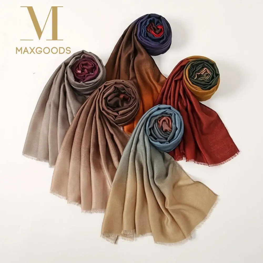 

Модный хлопковый женский шарф-хиджаб с бахромой, окрашенный в галстук, длинные шали, повязка на голову с эффектом омбре, шарфы Femme Musulman