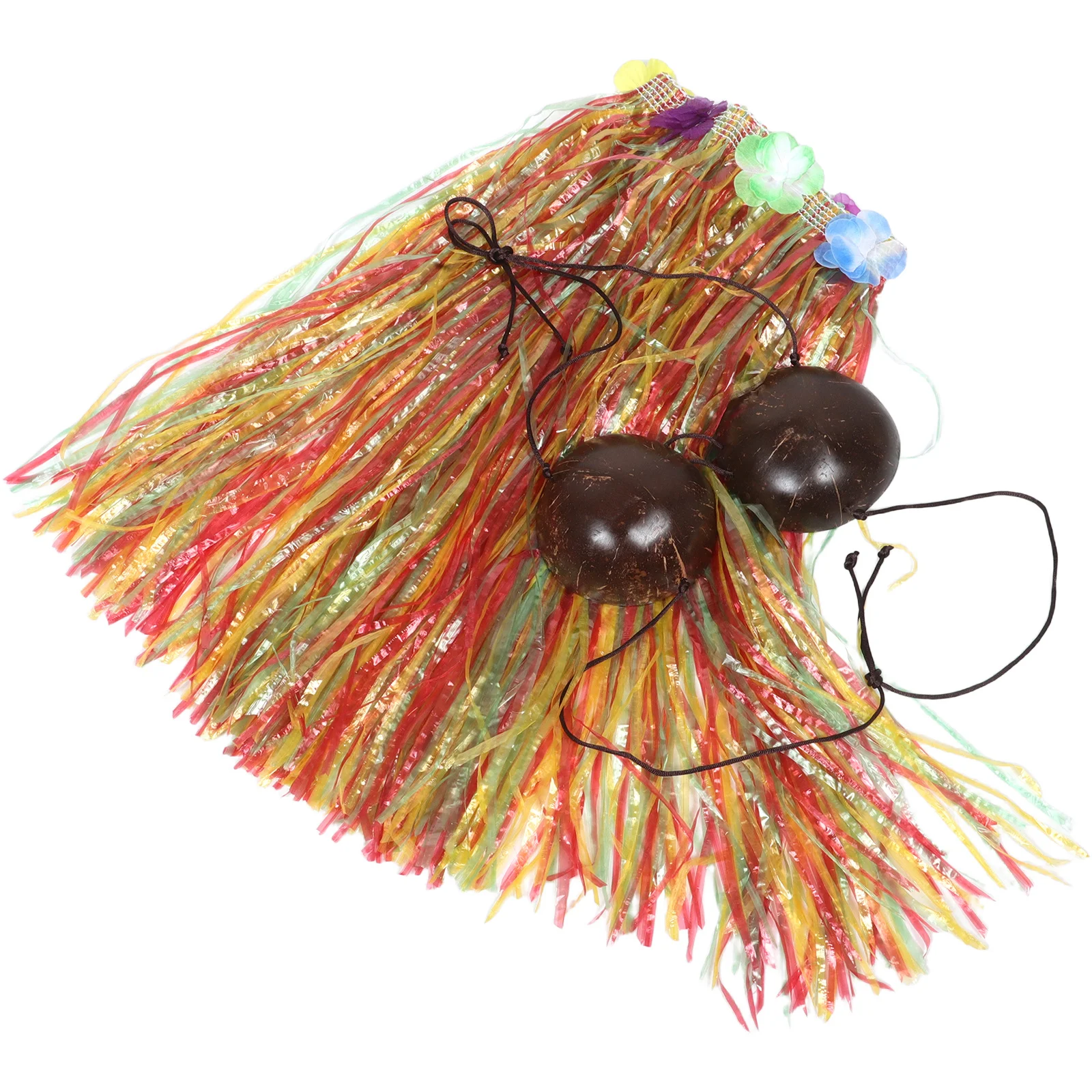 Sutiã de coco havaiano grama saia conjunto tropical luau festa dança lei outfit verão praia traje havaiano roupas para mulher