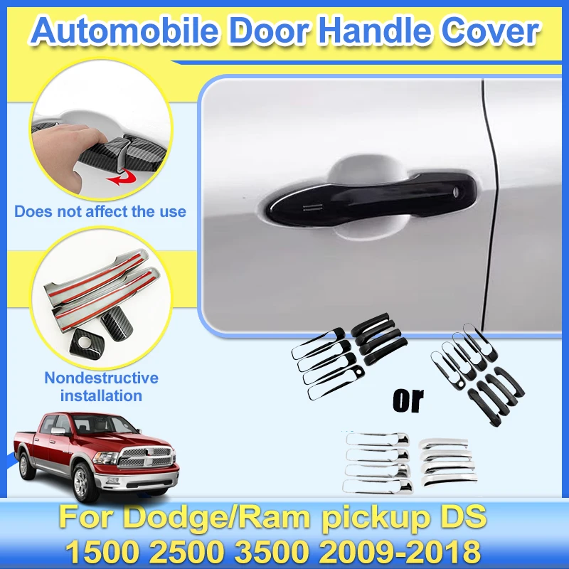 

Car Door Handle Covers For Dodge Ram Pickup DS1500 2500 3500 4000 2009-2018 Exterior Door Handle Outer Cover Sticker Accessories
