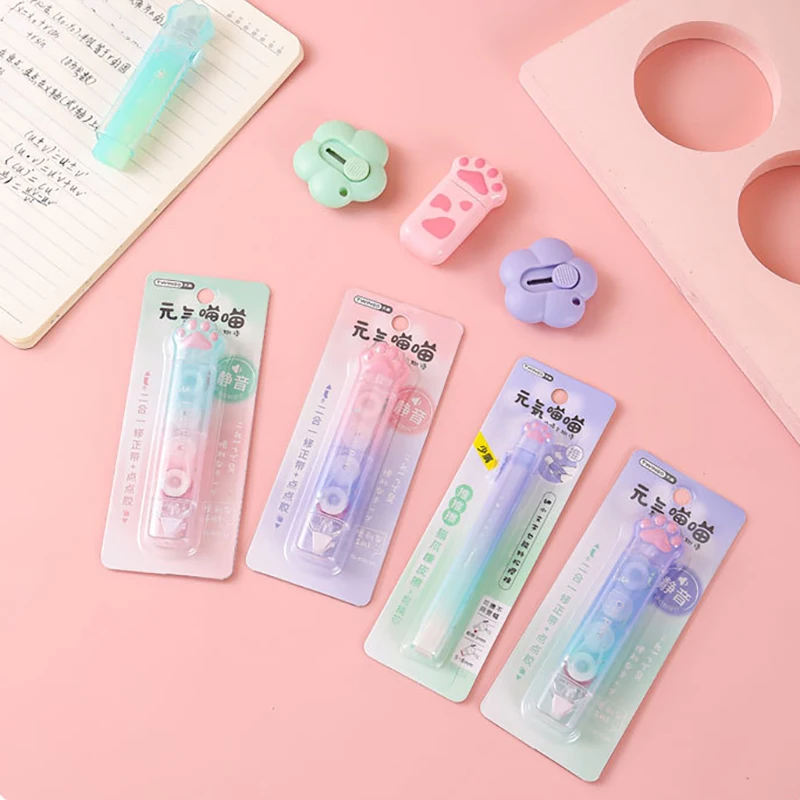 4/6/7pcs cat's paw Stationery Set correction tape gel pen eraser utility knife Pencil Sharpeners student School Supplies gift - view 5