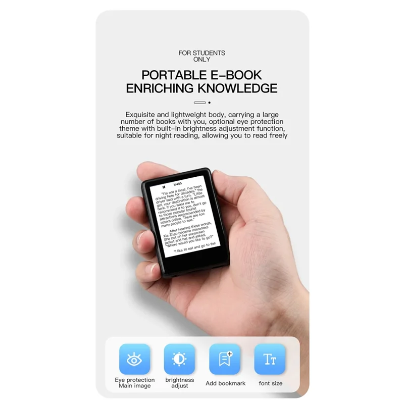 S18 MP4 Music Player Touch Screen Portable Walkman Bluetooth MP3 Player Support FM Radio E-Book Recording Alarm 64GB-TCES