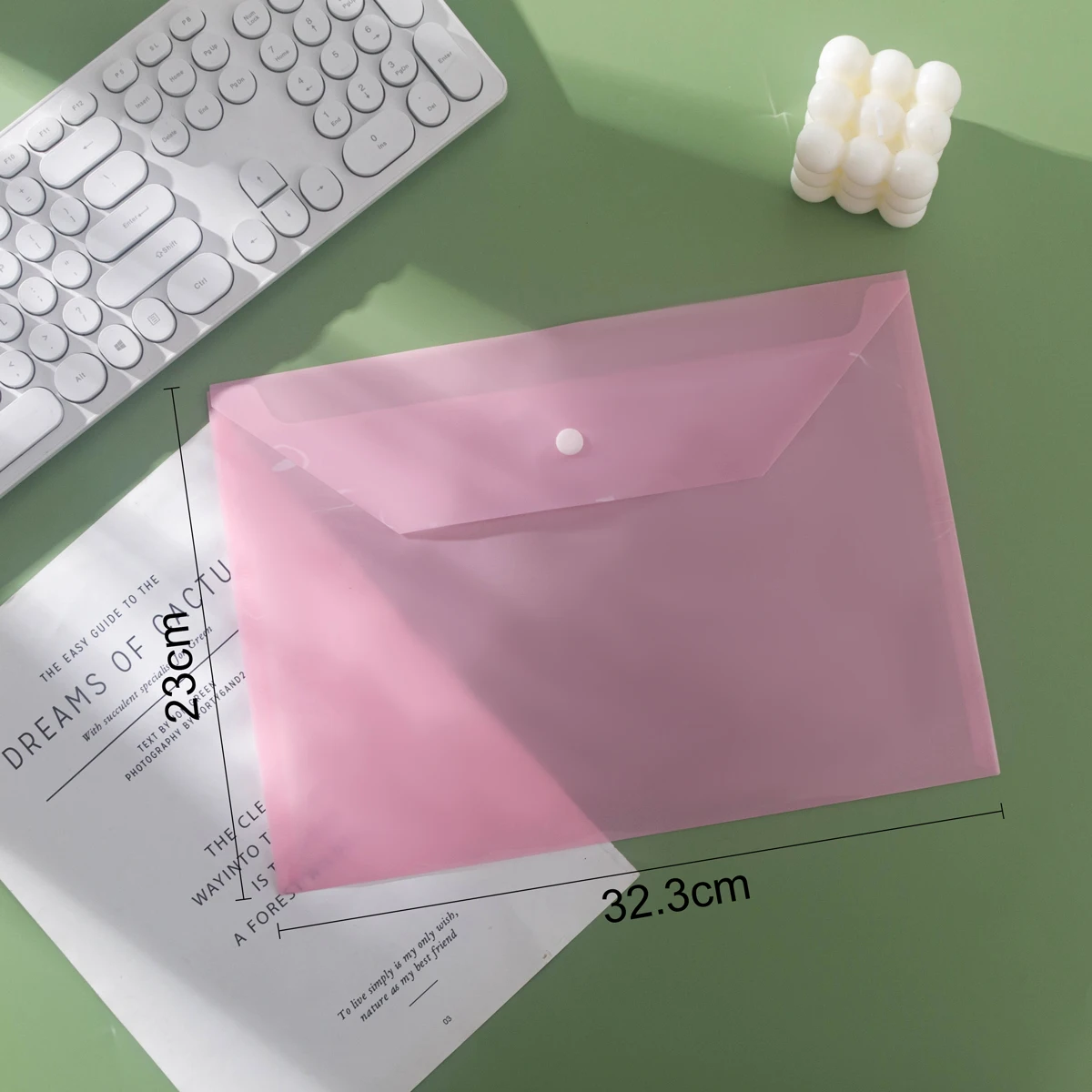 Saco de arquivo A4, transparente e espesso, com botão de pressão, saco de arquivo de documentos, aparência de alta qualidade, saco de papel de teste, pasta Morandi, saco de documentos