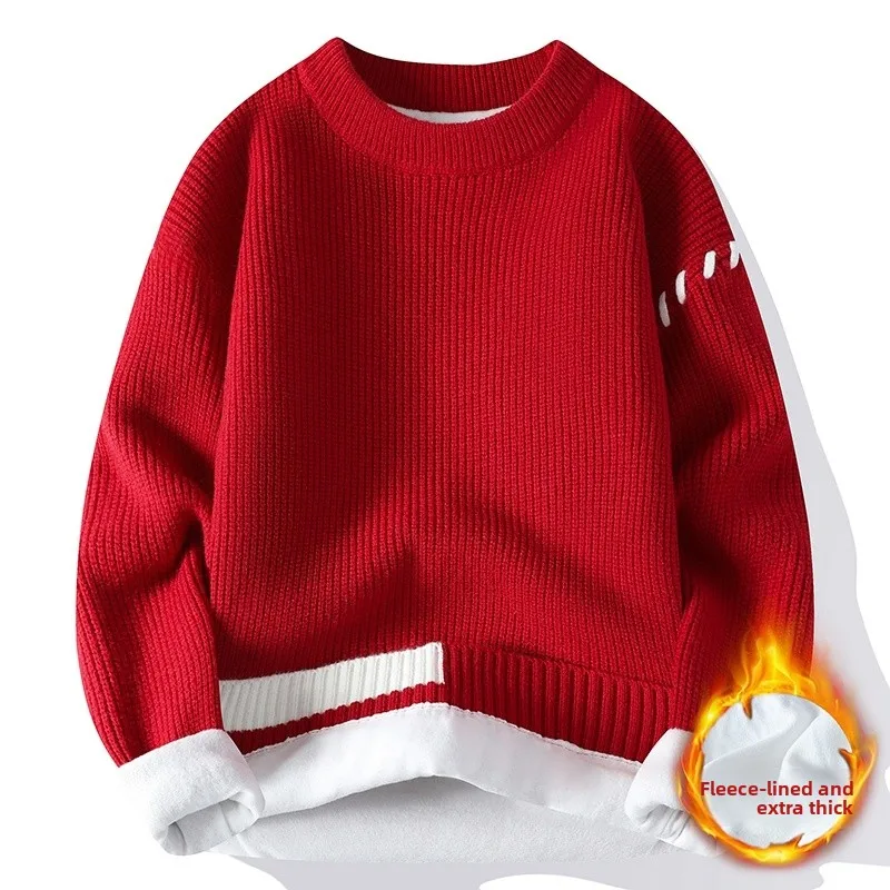 

Retro Sle Men's Knitted Sweater Loose Fit Spring Autumn Season Color Blo Design Teenage Boy's Faionable Knitwear