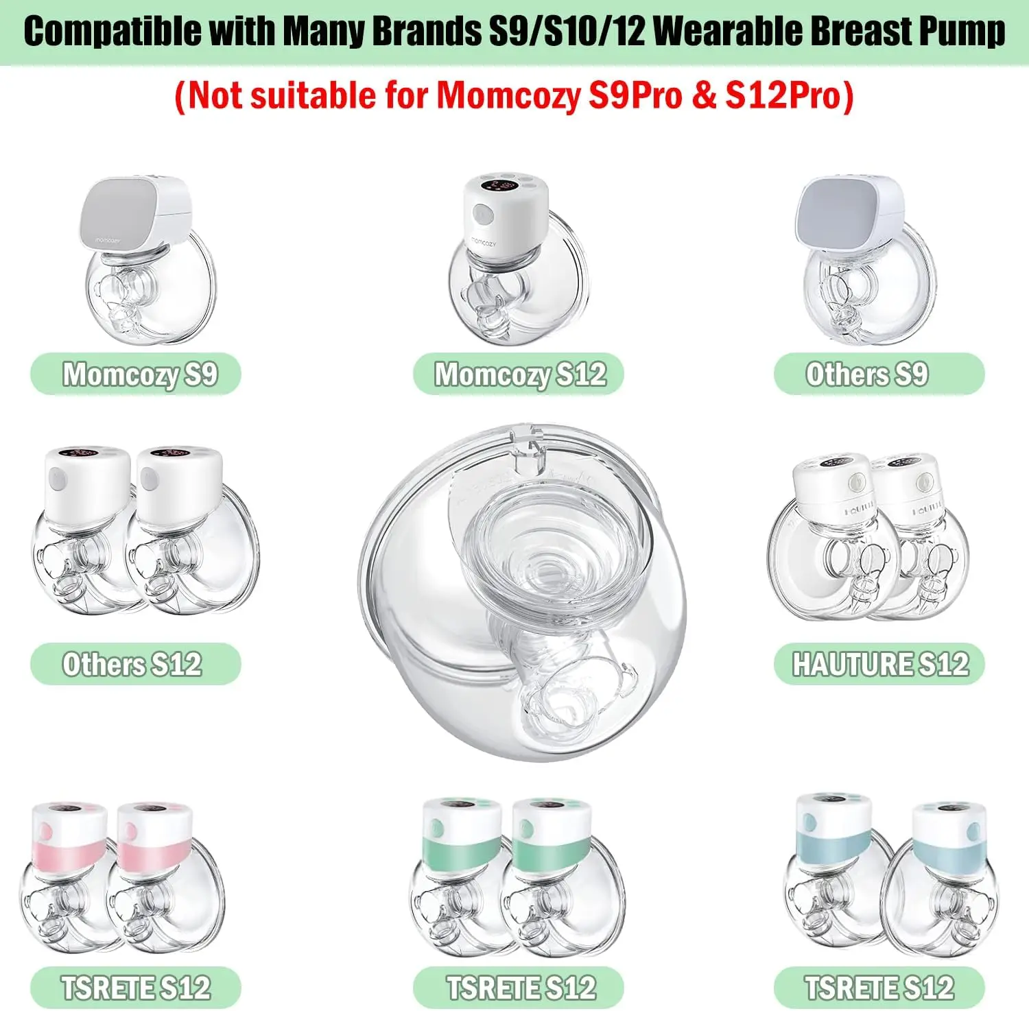 2PC/1PC Wearable Breast Pump Milk Collector Cup,Compatible with TSRETE/Momcozy S9/S10/S12 Wearable Breast Pump