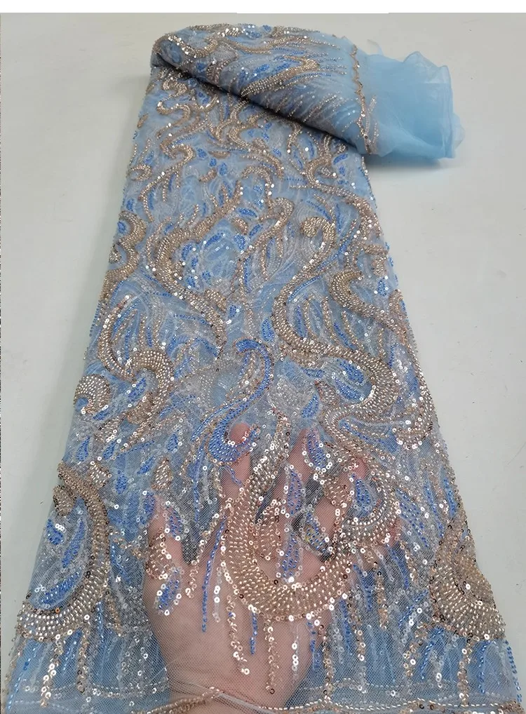 

1yard high quality gauze fabric for clothing Retro Heart Sequin Embroidery tissu wedding Dress cheongsam fabric