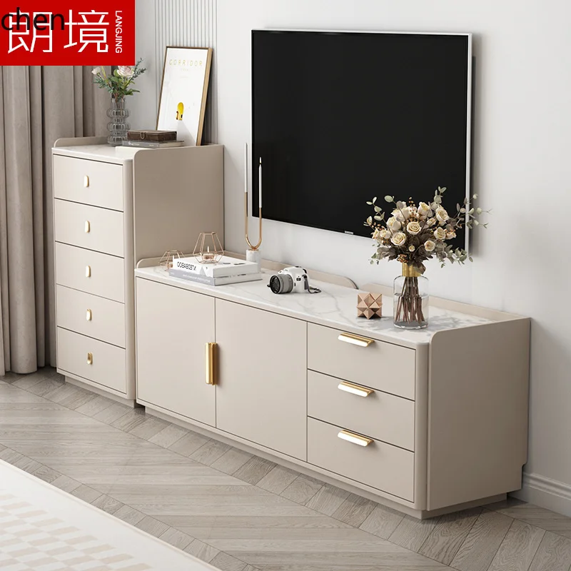 

Light luxury bedroom, floor to ceiling rock slab master bedroom, bedside storage cabinet, solid wood living room cabinet